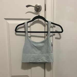 Nikibiki Cropped Chevron Tank - light blue / basil - Size S